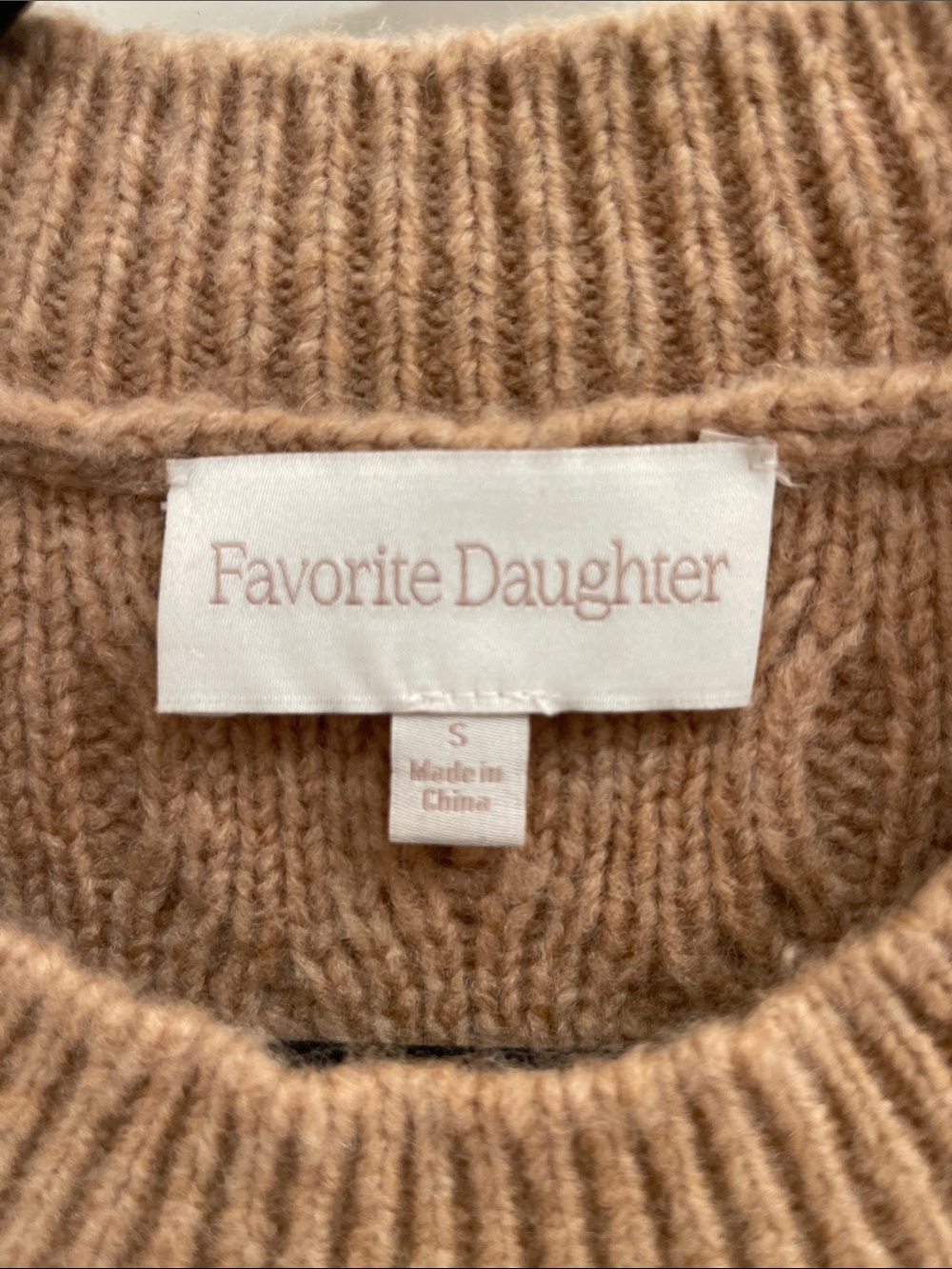 Favorite Daughter Cable Knit Crewneck Sweater - Camel - Picture 2 of 4